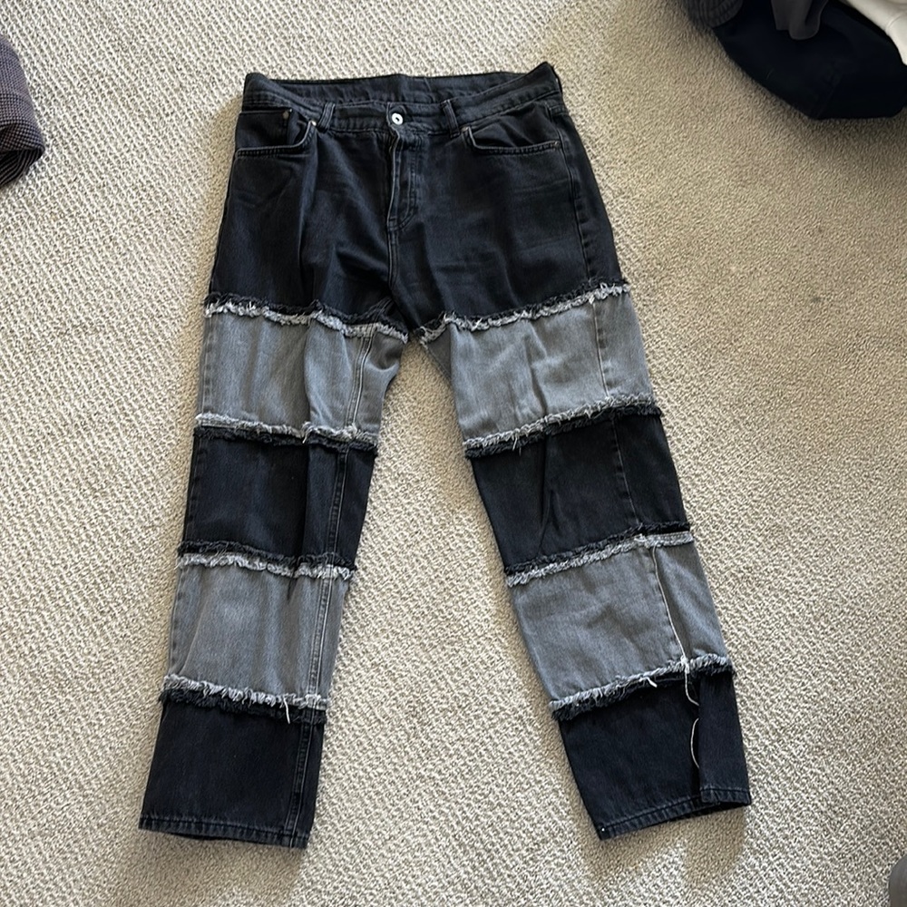 Ragged multicolored jeans size 34
